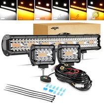 Barra de luz LED Auxbeam 20 cm 420W con 2 luces de trabajo de 4 cm 60W