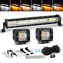 Barra de luz LED + cápsulas de LED Auxbeam 22cm 120W + 2x 8cm 96W