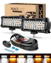 Barra de luz LED NAOEVO de 18 cm branca âmbar offroad Fog/Driving, pacote com 2 unidades