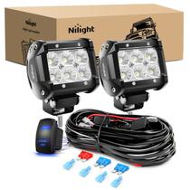 Barra de luz LED Nilight 18W Flood Off Road 12V 2 unidades com kit