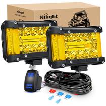 Barra de luz LED Nilight Side Shooter de 4,3 polegadas, 2 peças, amarela