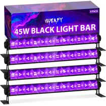 Barra de luz preta ISUERFY 45W, pacote com 4, cabo de 6 pés e interruptor IP66