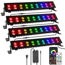Barra de luzes LED para lavagem de palco YeeSite, pacote com 4, 72 W, regulável, RGB Barra de luzes LED para lavagem de palco YeeSite, pacote com 4, 72 W, regulável, RGB