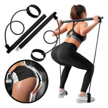 Barra de Pilates Yoga Portatil Com Elasticos Extensor Exercicio Academia Treino Musculacao Barra de Pilates Yoga Portatil Com Elasticos Extensor Exercicio Academia Treino Musculacao