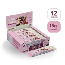 Barra de Proteína 15g Chocolate Branco com Frutas Vermelhas Zero Açúcar Vitanuts Caixa 12 Unidades