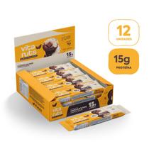 Barra de Proteína 15g Chocolate Duo Vegana Zero Açúcar Vitanuts Caixa com 12 Unidades