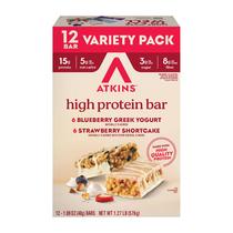 Barra de Proteína Atkins Blueberry Greek Yogurt e Strawberry Shortcake 12 unidades