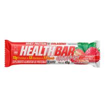 Barra de Proteína Health Bar Gourmet Whey Protein e Colágeno Helath Labs Iso Sabor Morango com Chantilly 45g - Healthbar