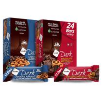 Barra de proteína NuGo Dark Variety Pretzel com sal marinho e chocolate, amêndoa com sal marinho, 12 g de proteína vegana, sem glúten, não transgênica, Kosher Pareve, 24x40 g