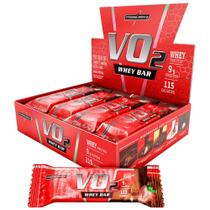 Barra de Proteina Whey Bar V02 Isolado Concentrado Blend de Proteina Morango 12un 30g Integralmédica