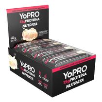 Barra De Proteína Yopro Morango Com Chocolate Branco 12 Unidades Nutrata