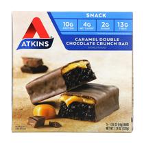 Barra de Snack Atkins Caramelo Doble Chocolate Crujiente 44g Paquete de 5