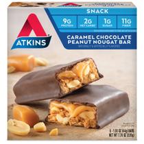 Barra de Snack Atkins Nougat de Chocolate con Caramelo y Cacahuate 5x40g