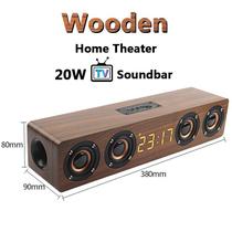 Barra de Som Portátil de Madeira com Bluetooth - Home Theater, Subwoofer e Rádio FM (Marrom)