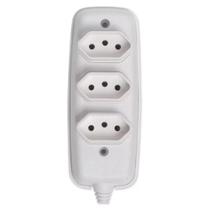 Barra de tomada 20a 2P+T Monobloco tripla 250V Ilumi 2 Pino + Terra