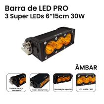 Barra Farol Milha Led 3 Leds Ambar 15cm 30w Foco Fechado