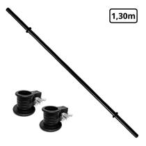 Barra Fitness Tubo Oca Polipump 1,30m Preta com Bloqueadores