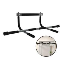 Barra Fixa Multifuncional Parede Porta Chão Academia Treino Preto E Cinza