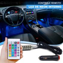 Barra Led Neon RGB Interno Ford Fiesta 2011 2012 2013 2014 2015 2016 Luz Interna Controle Tunning Automotivo Carro Barato