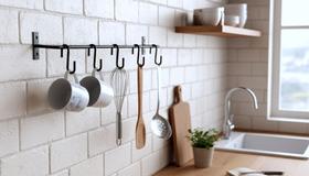 Barra organizadora Utensílios Cozinha 5 Gancho suporte Barra organizadora Utensílios Cozinha 5 Gancho suporte