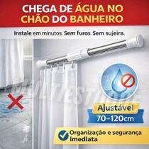 Barra para Cortina de Banheiro Ajustável de 70cm a 120cm Branco Top Rio Comercial