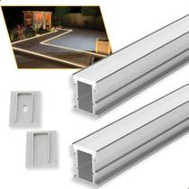Barra Perfil de LED Embutir 21x25mm IP65 Alumínio 2m para Piso e Solo