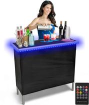 Barra portátil dobrável PARTYPONG com luzes LED e estojo de transporte Barra portátil dobrável PARTYPONG com luzes LED e estojo de transporte