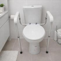 Barra Reforçada Vaso Sanitário 129 kg Alumínio Apoio de Braço, Altura Regulável, Alça de Apoio Vaso