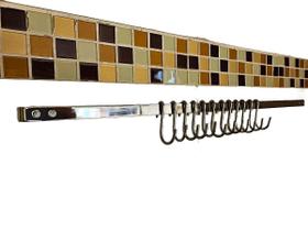 Barra Utilidade E Talher Cozinha Cromado 60Cm Com 12 Gancho Barra Utilidade E Talher Cozinha Cromado 60Cm Com 12 Gancho