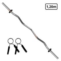 Barra W Maciça 1,20m Cromada com Pegada Recartilhada e Presilhas