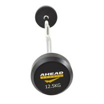 Barra W Montada 12,5 KG AS3009 Ahead Sports Preto e Amarelo Maciça Academia