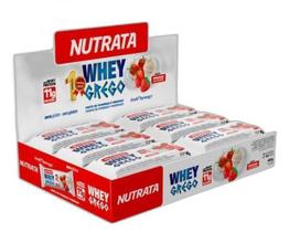 Barra Whey Grego Morango Com Chantily Nutrata-Dp Com 12 Unid