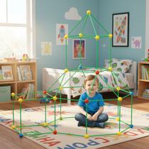 Barraca Cabaninha Infantil com Blocos Construção Brilha No Escuro