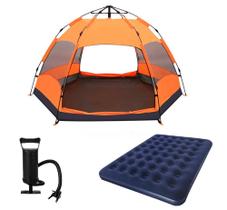 Barraca Camping 5-8 Pessoas + Colchão Casal + Bomba Manual