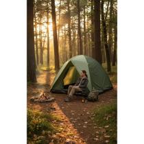 Barraca Camping 7 Pessoas Alta Impermeável 1,85M Verde/Creme