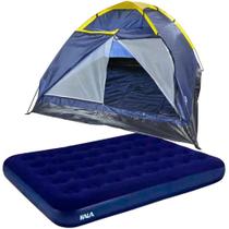 Barraca Camping até 4 Pessoas Porta Dupla com Colchão Inflável Casal