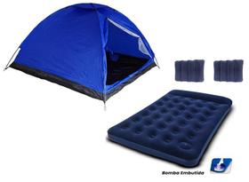 Barraca camping + colchão casal c/ inflador + 2 travesseiros