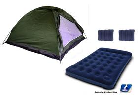 Barraca camping + colchão casal c/ inflador + 2 travesseiros