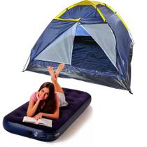 Barraca Camping Iglu 2,10 x 2,10M Até 4 Pessoas + Colchão Inflável Solteiro Inflador Embutido MOR