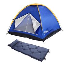 Barraca Camping Iglu para 4 Pessoas 2,1M com Colchonete Solteiro com Travesseiro Inflável Azul ZELT