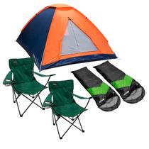 Barraca Camping Panda NTK 3 pessoas Coluna d'água 600mm + 2 Sacos de Dormir Verde/Preto + 2 Cadeiras Alvorada Verde