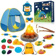 Barraca de acampamento MITCIEN Kids com fogueira de brinquedo/conjunto de frutas