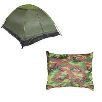 Barraca de Camping 3 Pessoas Mor com 1 Travesseiro, Camuflado