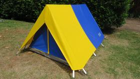 Barraca de Camping Modelo Canadense Natura 2 Lugares Gripa Tents Padrão Azul Royal & Amarela
