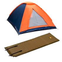Barraca de Camping Panda NTK 3 pessoas e coluna d'água de 600mm + Colchonete Auto-Inflável Isolate Térmico Verde