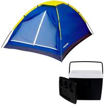 Barraca de Camping Tipo IgluAçaí 2 Pessoas+CaixaTérmica12L 13latas Preta e Branca com Alça -Bel/Mor