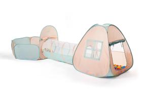 Barraca de jogos para crianças UTEX 3 em 1 com túnel e piscina de bolas, laranja/rosa