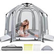 Barraca de praia dobrável Baby Playpen SUPENEGY com dossel cinza Barraca de praia dobrável Baby Playpen SUPENEGY com dossel cinza