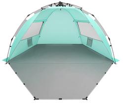 Barraca de praia Oileus X-Large para 4 pessoas com abrigo solar verde claro Barraca de praia Oileus X-Large para 4 pessoas com abrigo solar verde claro
