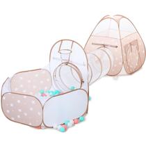 Barraca de recreação infantil GeerWest 3 em 1: com caixa de bolas para bebês e túnel de recreação Brinquedo infantil interno ao ar livre com túnel de escalada Presente de aniversário para meninos e meninas para crianças de um ano
